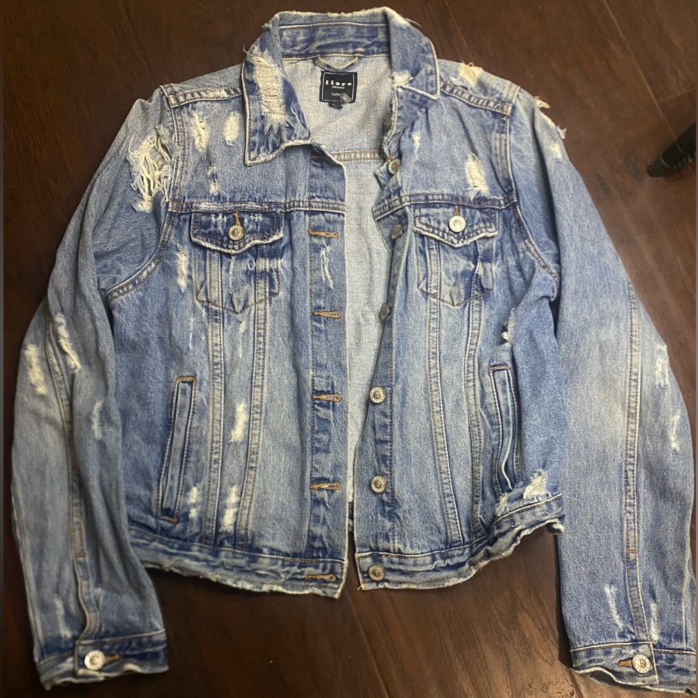 JEAN JACKET DISTRESSED DENIM